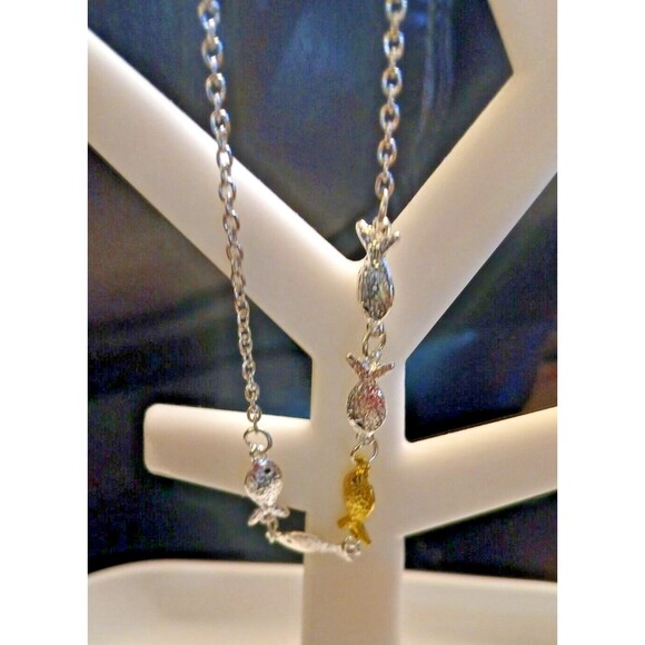 Charming Gold Silver Fish Necklace Fishing - Picture 2 of 8